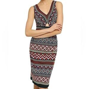 Akamai & Kin Anthropologie Women’s Black Multi Embroidered Sheath Dress Size 6